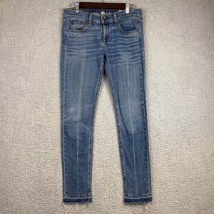 Rag & Bone Dre Jeans Womens 26x30 Blue Slim Boyfriend Raw Hem Faded Denim